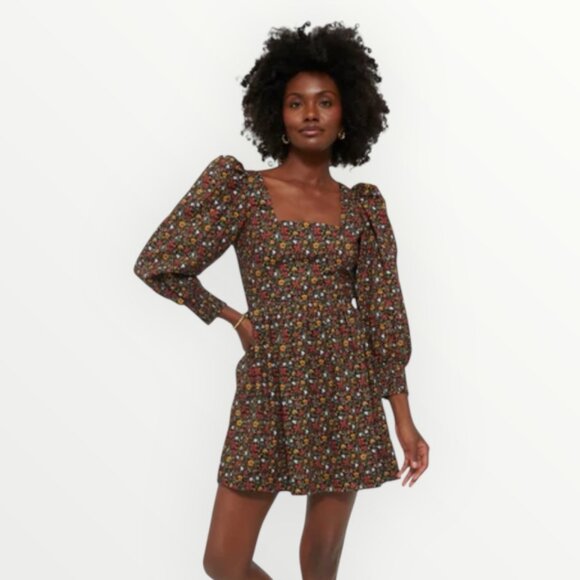 Tuckernuck Dresses & Skirts - Tuckernuck Hyacinth House Black Multi Floral Square Neck Spencer Dress